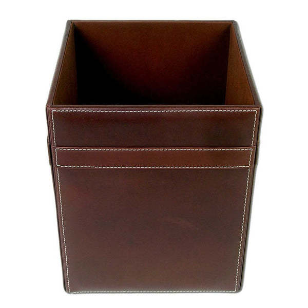 Dacasso Rustic Brown Leather Square Waste Basket AG-3203